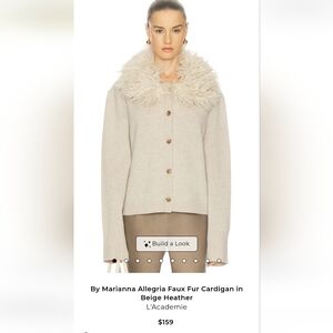 L'Academie Beige Heather Faux Fur Cardigan